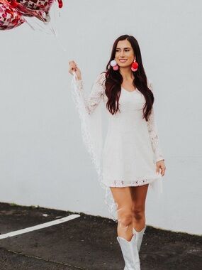 Idyllwind White Lace Long-Sleeve Mini Dress